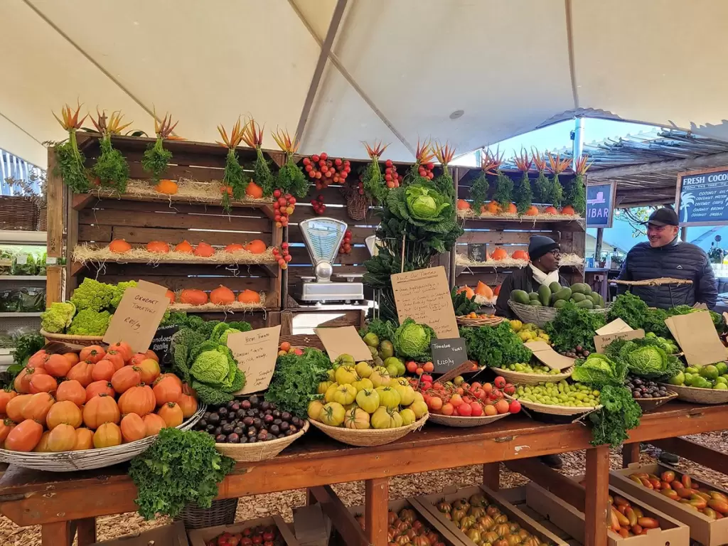 A vibrant Cape Town market offering an authentic taste of South African food culture.